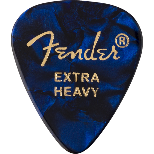Fender Premium Celluloid 351 Shape Guitar Picks, Extra Heavy, Blue Moto, 12-Pack (198-0351-602)