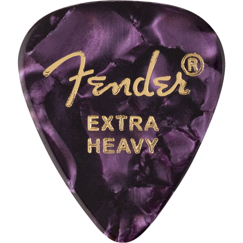 Fender Premium Celluloid 351 Shape Guitar Picks, Extra Heavy, Purple Moto, 12-Pack (198-0351-676)