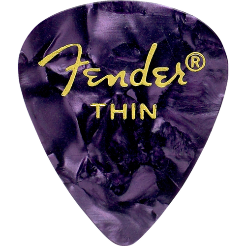 Fender Premium Celluloid 351 Shape Guitar Picks, Thin, Purple Moto, 12-Pack (198-0351-776)