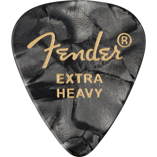 Fender Premium Celluloid 351 Shape Guitar Picks, Extra Heavy, Black Moto, 12-Pack (198-0351-643)
