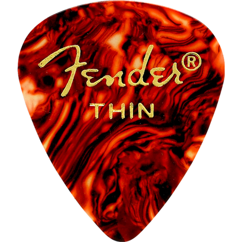 Fender Classic Celluloid 351 Shape Guitar Picks, Thin, Tortoise Shell, 12-Pack (198-0351-700)