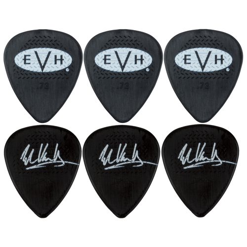 EVH Eddie Van Halen Signature Guitar Picks, Dunlop Max-Grip .73mm, Black, 6-Pack (022-1351-403)
