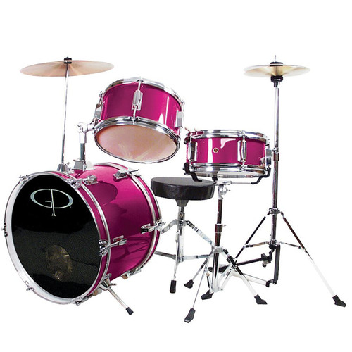 GP Percussion GP50 Complete 3-Piece Junior Child Size Drum Set, Pink