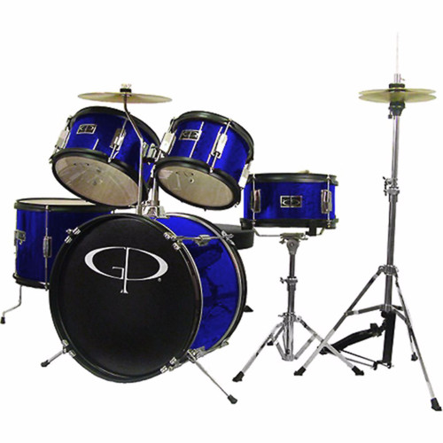 GP Percussion GP55BL 5-Piece Junior Drum Set with Cymbals and Throne, Blue (GP55BL)