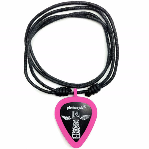 Pickbandz Rope Necklace with Guitar Pick Holder Pendant, Hollywood Pink (PBN-PK)