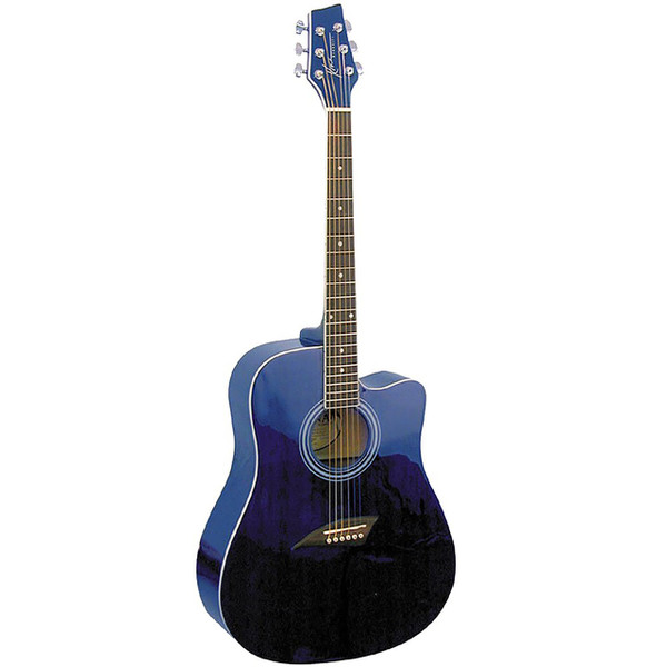 Kona K1 Dreadnought Cutaway Acoustic Guitar, Transparent Blue (K1TBL)