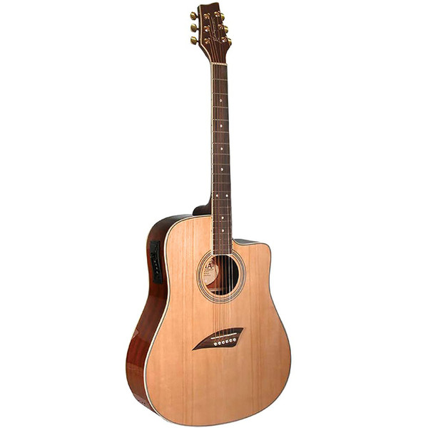 Kona K1E 6-String Dreadnought Cutaway Acoustic Electric Guitar, Natural