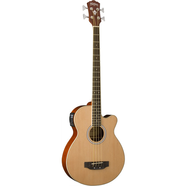 Washburn AB5K 4-String Acoustic Electric Bass Guitar with Gig Bag, Natural (AB5K)