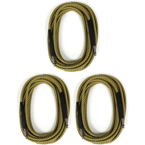 Perfektion 20FT Vintage Braided Tweed Guitar, Bass, & Instrument Cable - 3 PACK Perfektion 20FT Vintage Braided Tweed Guitar, Bass, & Instrument Cable - 3 PACK