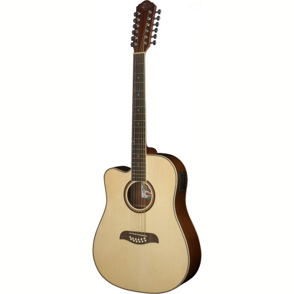 Oscar Schmidt OD312CELH Left Handed 12-String Acoustic Electric Guitar, Natural (OD312CELH)