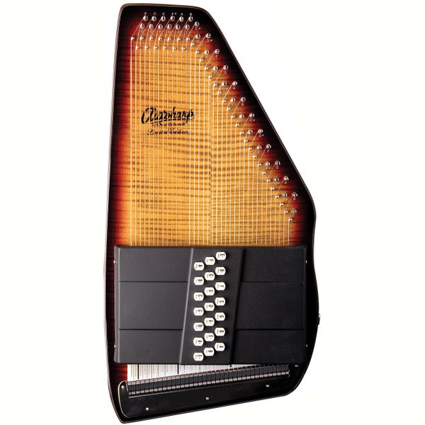 Oscar Schmidt OS150FCE Appalachian 21 Chord Electric Autoharp with Flame Maple Top, Sunburst