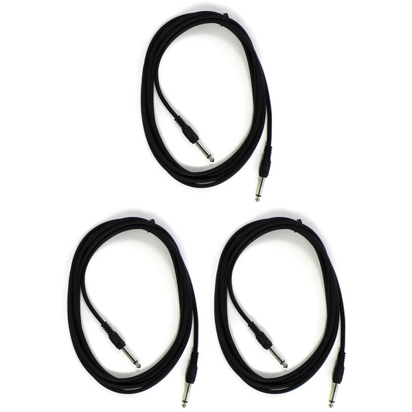 Perfektion PM100 Black 10FT Guitar, Bass, & Instrument Cable - 3 PACK