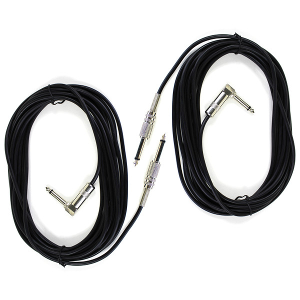 ZoZo 20' ft Straight/Right Angle Guitar, Bass, & Instrument Cable, 2-Pack (ZZ203-2PK)