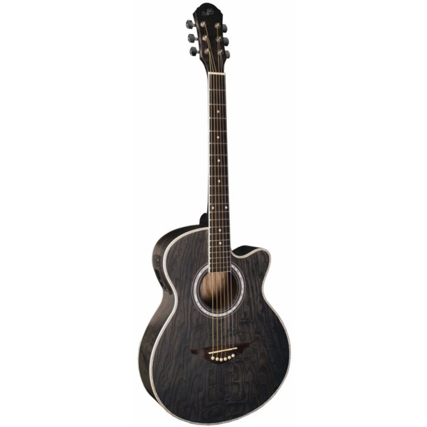 Morgan Monroe MM-QABK Quilted Ash Series Acoustic Electric Guitar, Black