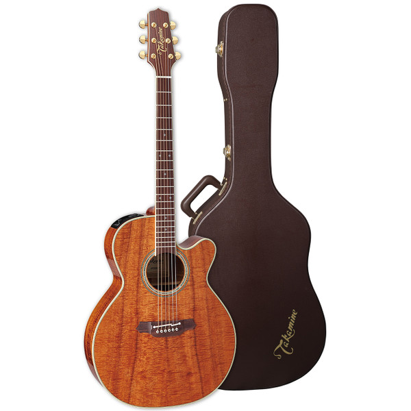 Takamine EF508KC NEX Figured Hawaiian Koa Acoustic Electric Guitar w/ Hard Case, Natural