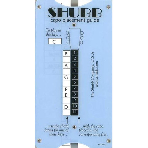 New Shubb TG1 Pocket Size Transposing and Capo Placement Guide (SH-TG1)