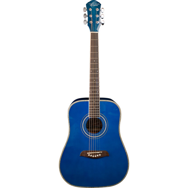 Oscar Schmidt OGHSTBL 1/2 Size Steel-String Acoustic Guitar, Transparent Blue (OGHSTBL)