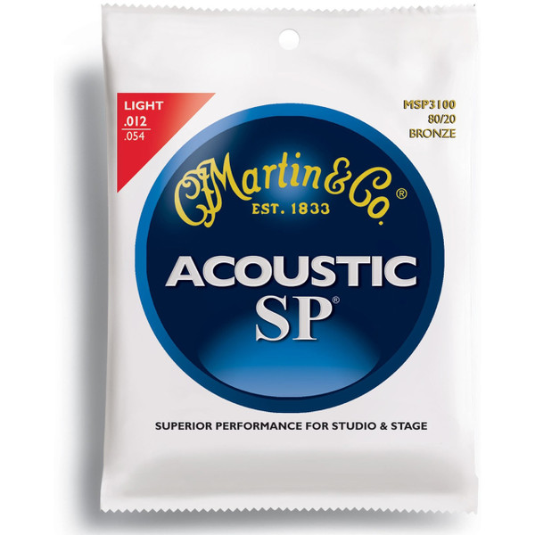 Martin MSP3100 SP 80/20 Bronze Acoustic Guitar Strings, Light