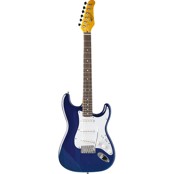 Oscar Schmidt OS-300-MBL Double Cutaway Solid-Body Electric Guitar, Blue