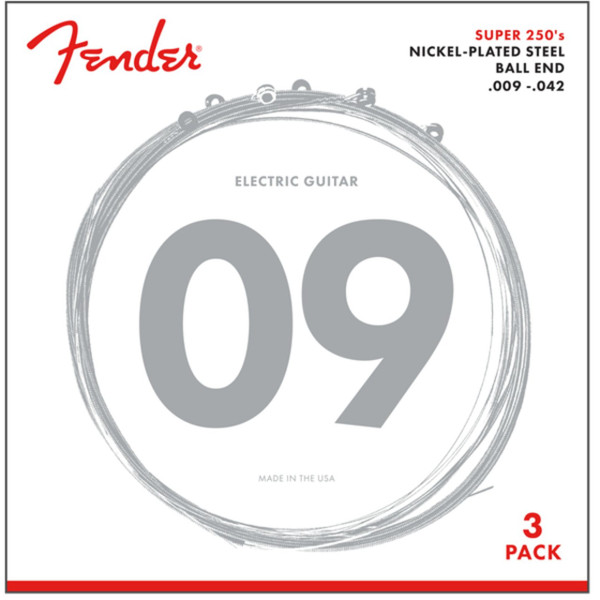 Fender 250L Super 250's Nickel-Plated Steel Light Electric Guitar Strings 3-PACK