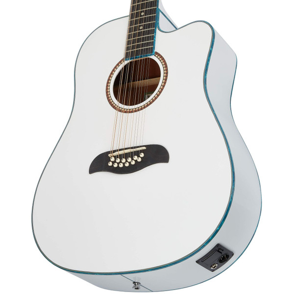 Oscar Schmidt OD312CEWH-A 12-String Cutaway Acoustic-Electric Guitar - White, Right-Handed