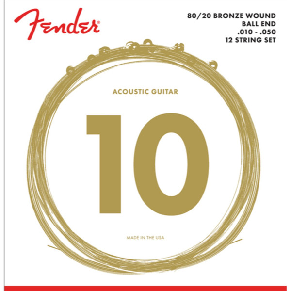 Fender 70-12L 80/20 Bronze 12-String Acoustic Guitar Strings, Light .010-.050 (073-0070-423)