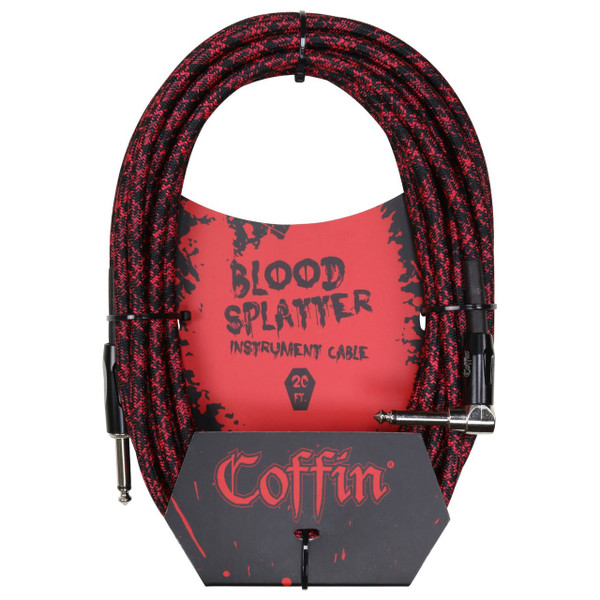 Coffin CF-ICBS20R Bloodsplatter 20ft. Woven Instrument Cable, 1/4" Right Angle 