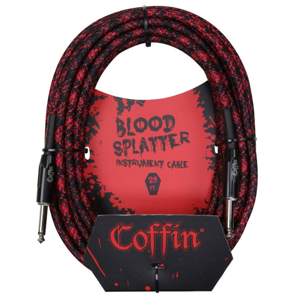 Coffin CF-ICBS25 Bloodsplatter 25ft. Woven Instrument Cable, 1/4" Straight

