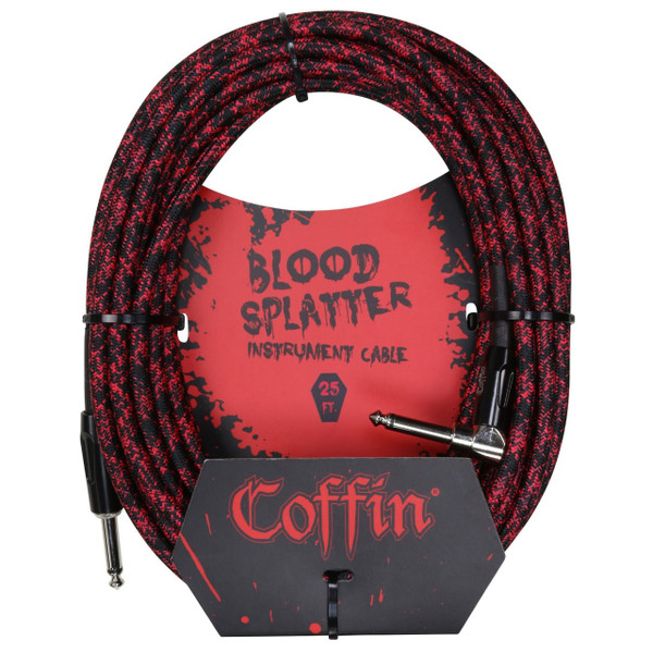 Coffin CF-ICBS25R Bloodsplatter 25ft. Woven Instrument Cable, 1/4" Right Angle

