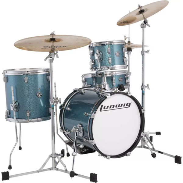 Ludwig LC179XX023 Breakbeats by Questlove 4-Piece Drum Shell Pack, Azure Sparkle