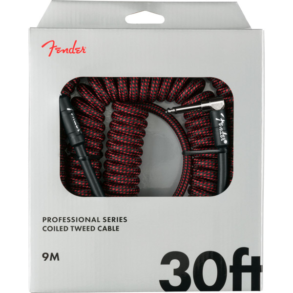 Fender Professional Series 30 ft. Straight-Angle Coiled Guitar Cable, Red Tweed (099-0823-054)