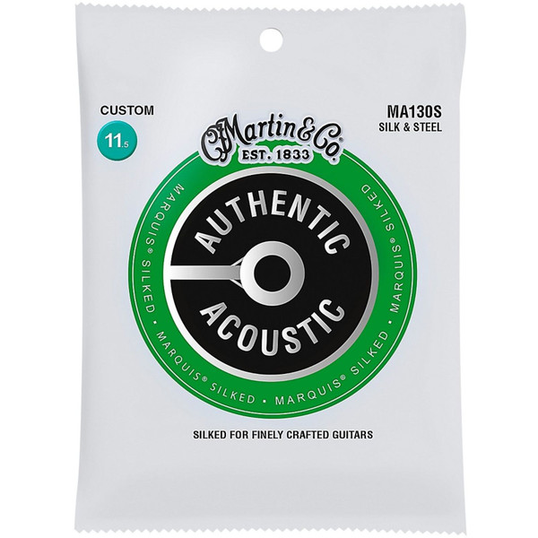 Martin MA130S Authentic Acoustic Marquis Silked Guitar Strings, Silk and Steel, Custom 11.5-47 (MA130S)

