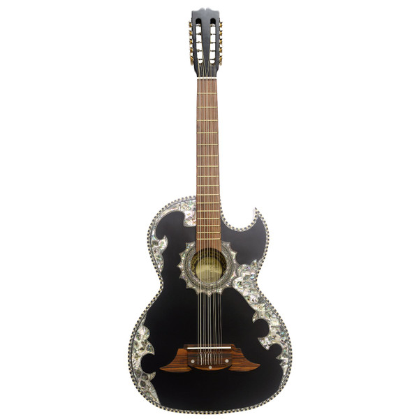 Paracho Elite NOVELLA 10-String Thin Body Bajo Quinto Acoustic Guitar, Satin Ebony (NOVELLA)