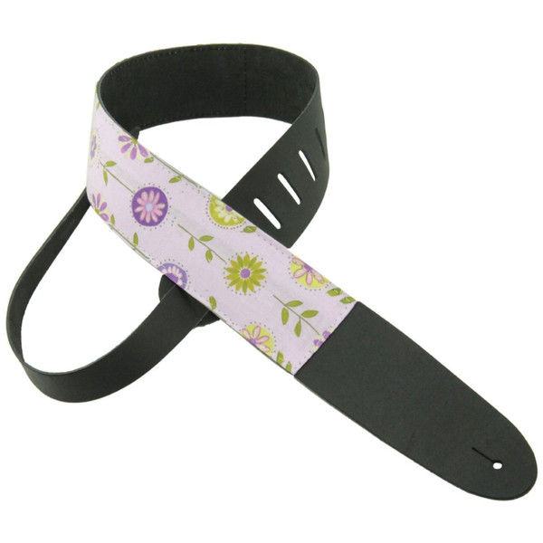 Perri's Leathers P25M-75 Leather Guitar Strap with Floral Art Fabric Design (P25M-75)