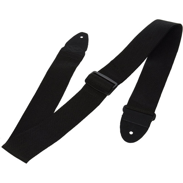 LM Products PS3B 2" Nylon Guitar Strap with Leather End Tabs, Black (PS3B)