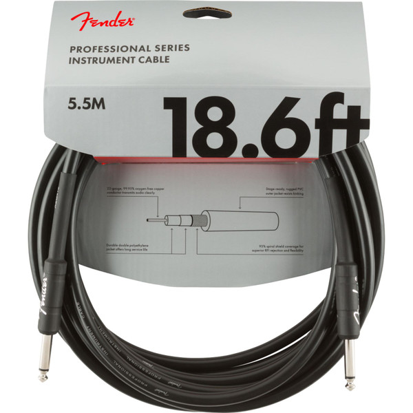 Fender Professional Series 18.6 ft. Straight Instrument Cable, Black (099-0820-020)