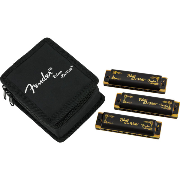 Fender Blues Deville 10-Hole Diatonic Harmonica 3-Pack with Case, Key of C, G, A (099-0702-021)