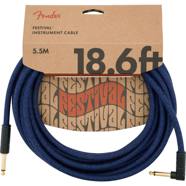 Fender Festival Hemp 18.6 ft. Straight-Angle Instrument Cable, Blue Dream (099-0918-073)