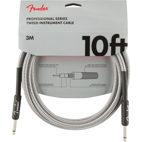 Fender Professional Series 10 ft. Straight Instrument Cable, White Tweed (099-0820-063) Fender Professional Series 10 ft. Straight Instrument Cable, White Tweed (099-0820-063)