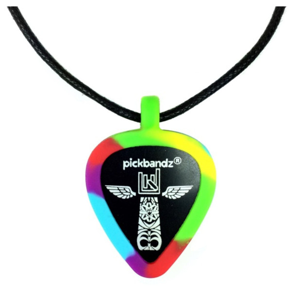 Pickbandz Rope Necklace with Guitar Pick Holder Pendant, Tie Dye (PBN-TD)