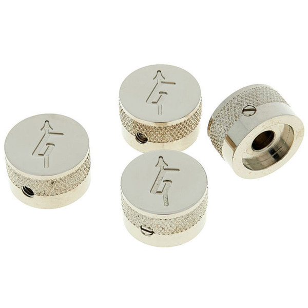 Gretsch "G" Logo Replacement Knobs for Solid Shaft Pots, Nickel, Set of 4 (922-1024-000)