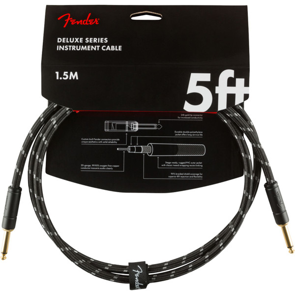 Fender Deluxe Series 5 ft. Straight Instrument Cable, Black Tweed (099-0820-093)
