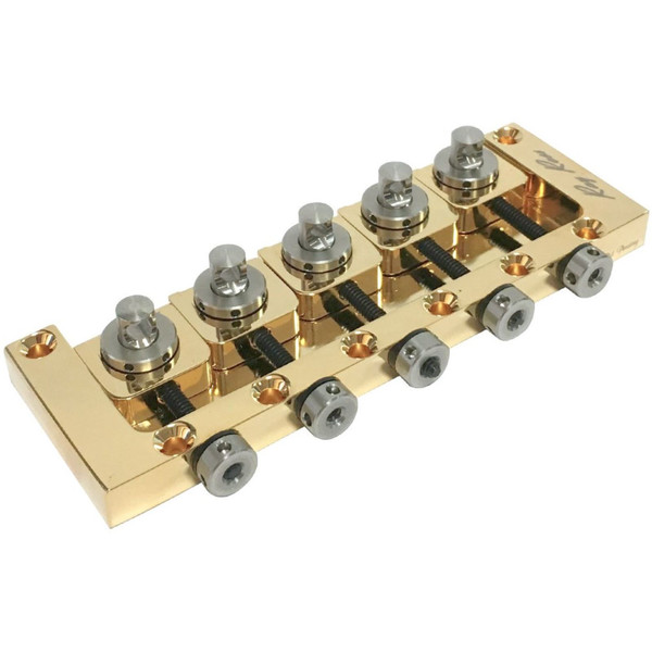 Ray Ross RRB519G Saddle-Less 5-String Bass Guitar Bridge, 19mm, Gold (RRB519G)