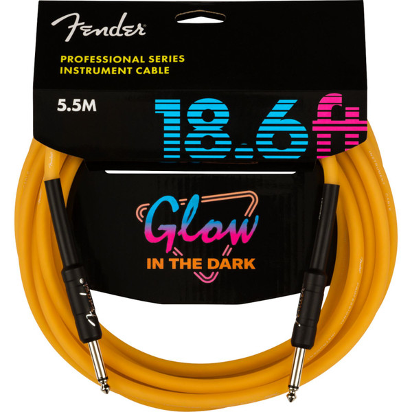 Fender Professional Series Glow In The Dark 18.6 ft. Straight Instrument Cable, Orange (099-0818-113)