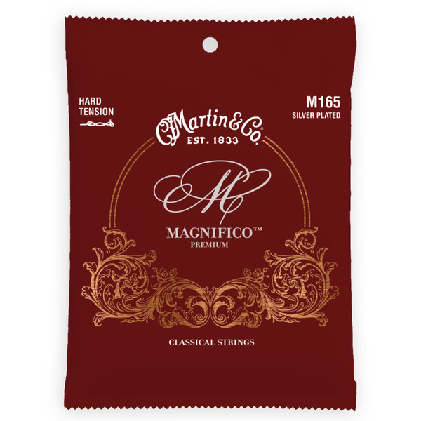 Martin M165 Magnifico Premium Silver Plated Classical Guitar Strings, Hard Tension (M165)