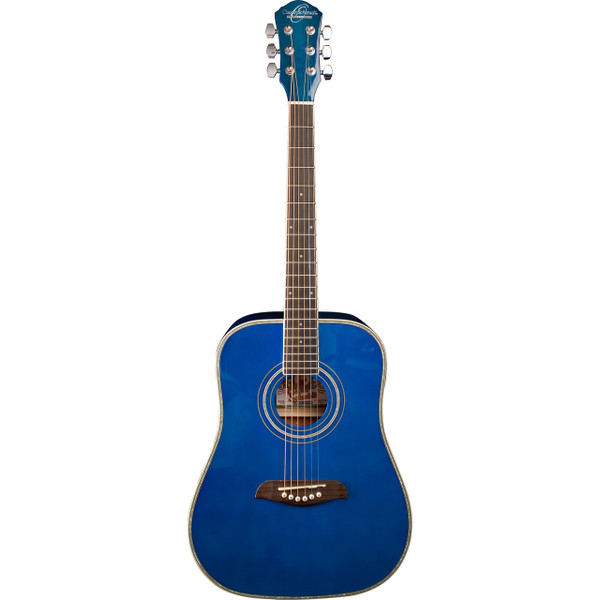 Oscar Schmidt OG1TBL Student 3/4 Size Dreadnought Acoustic Guitar, Trans Blue (OG1TBL)