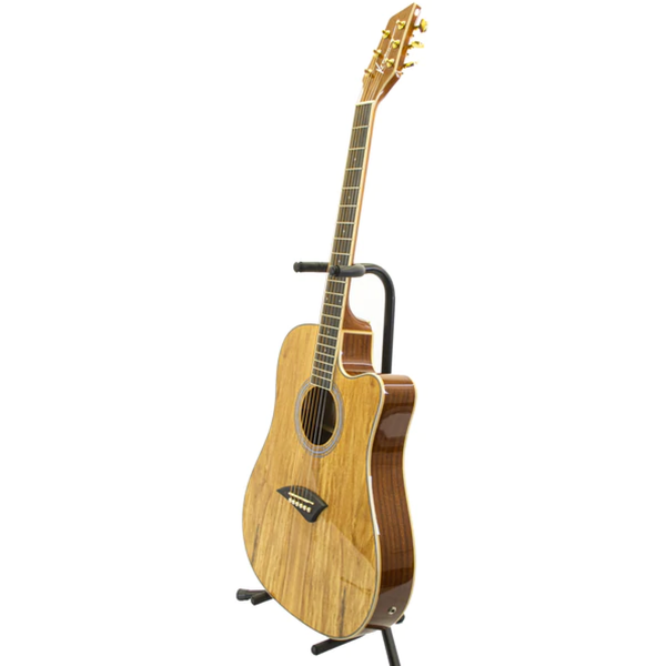 Kona K2SPLT Spalted Maple Thin Body Acoustic Electric Guitar, Natural
