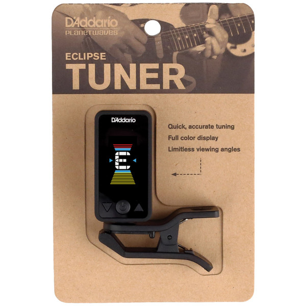 D'Addario PW-CT-17BK Eclipse Clip-on Chromatic Tuner for Guitar and Bass, Black (PW-CT-17BK)