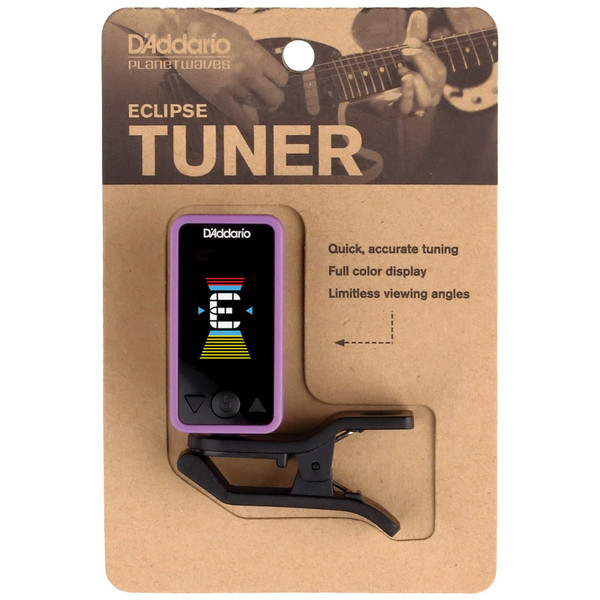 D'Addario PW-CT-17PR Eclipse Clip-on Chromatic Tuner for Guitar and Bass, Purple (PW-CT-17PR)