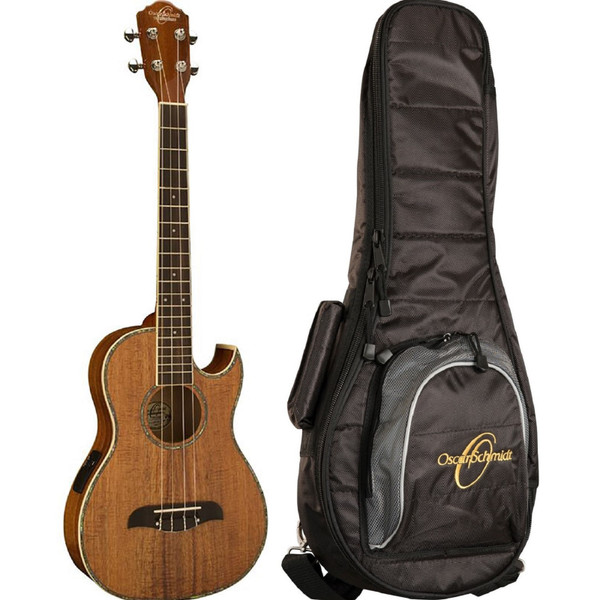 Oscar Schmidt OU55CEK Hawaiian Koa Acoustic Electric Baritone Ukulele with Gig Bag